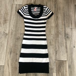 Black and white striped dress